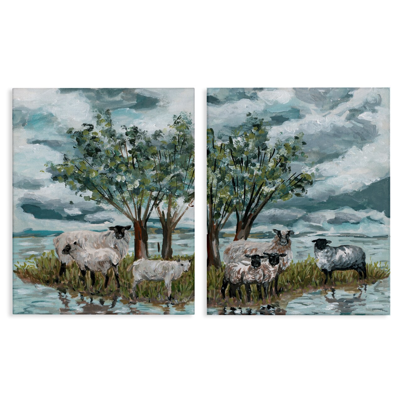 Stupell Industries Sheep in Field 2 pc Canvas Wall Art Set Design by Melissa Wang